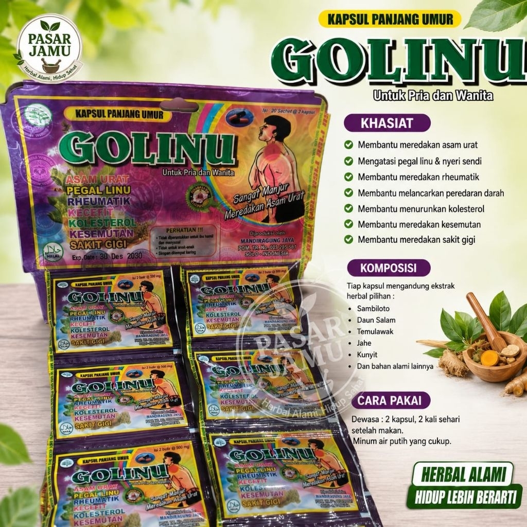 Herbal Golinu 100% original 1 hanger isi 20 sachet