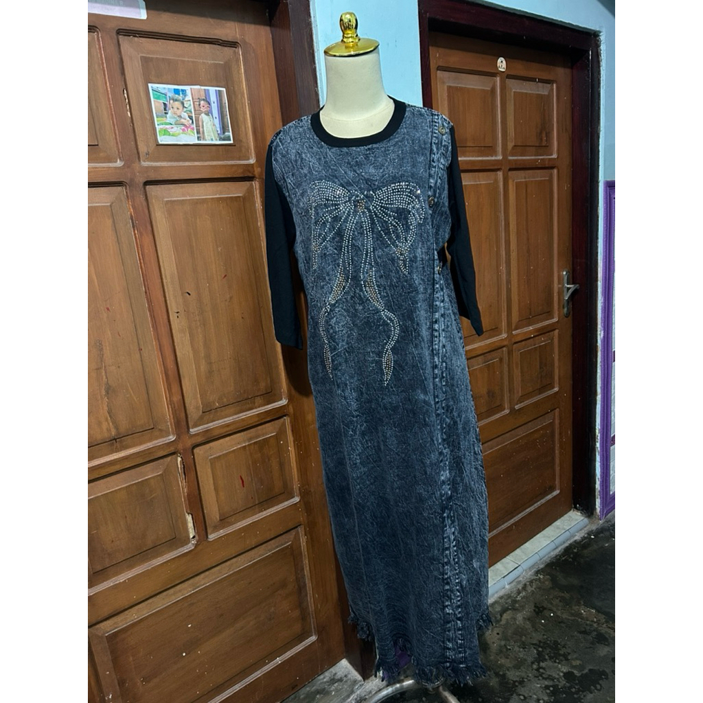 gamis jeans midi ld 105-115
