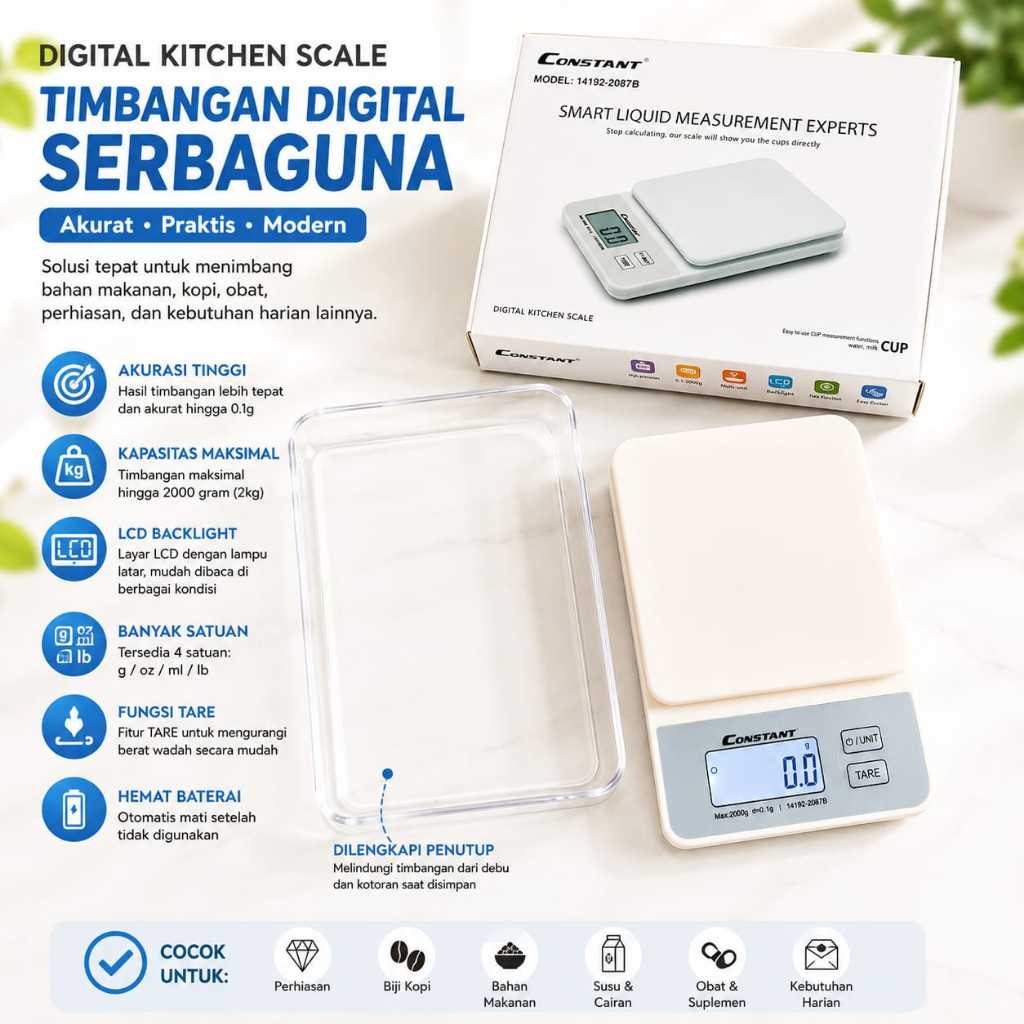 Timbangan Dapur CONSTANT 2087b - Timbangan Digital Serba Guna - Timbangan Kue - Timbangan Bahan Maka