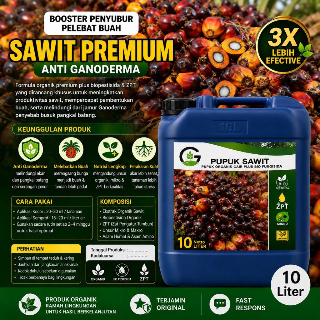 10 LITER - Pupuk sawit agar buah lebat dan berat Pupuk Sawit Cepat Besar atasi daun kuning Buah