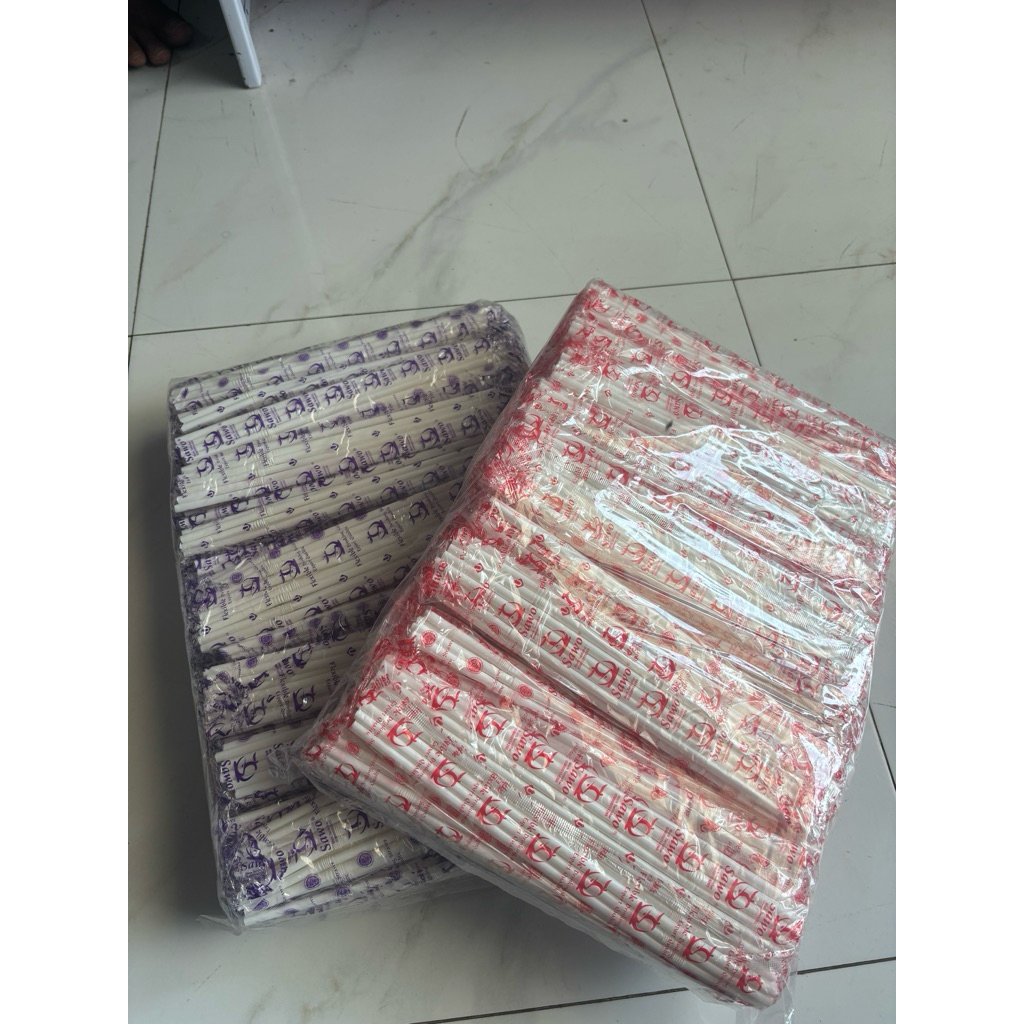 Sedotan Tekuk Putih Cap Sedotan SAWO 1 pak isi 25 bungkus(1 bungkus isi 25pcs)