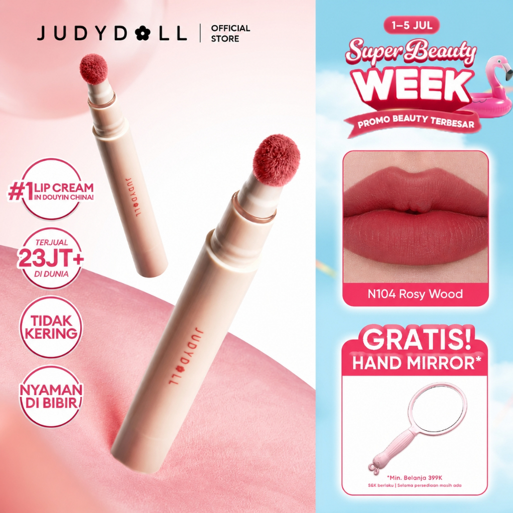 [BEST SELLER] Judydoll NEW Lip Cushion - Lipcream Lembut, Tahan 24 Jam, Transferproof, Super Nyaman,