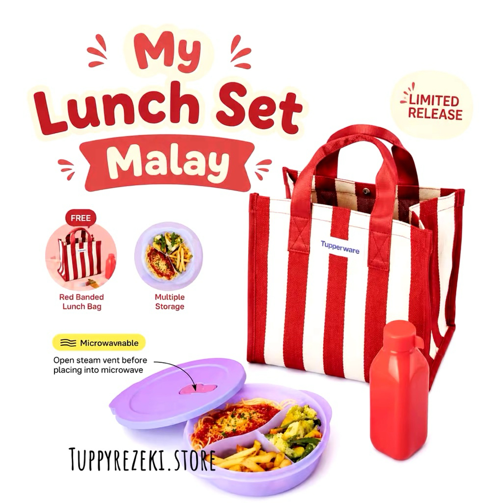 LIMITED (1SET) Tupperware My Lunch Set PINK Import Malay Set Bekal Tupperware Import