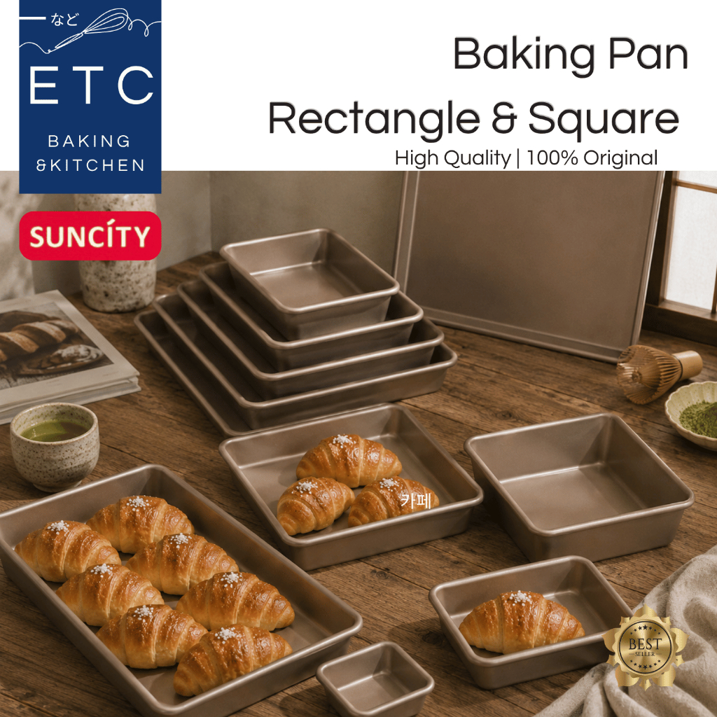 [ETC.Baking] SUNCITY – Rectangular & Square Cake Pan Multifungsi Rose Gold | Roasting Cookie Sheet B