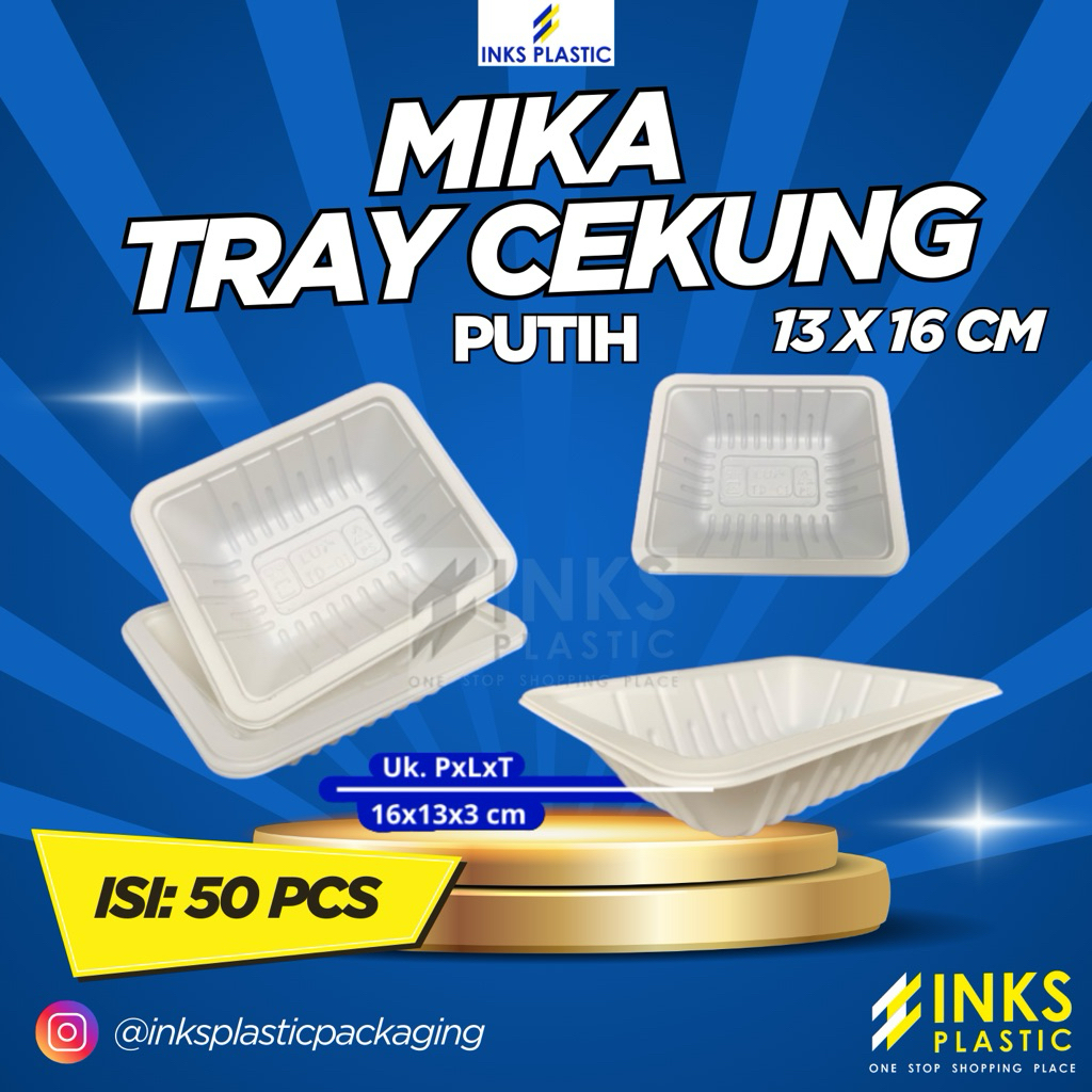 MIKA TRAY ALAS BUAH SAYUR DAGING PUTIH CEKUNG (50 PCS)