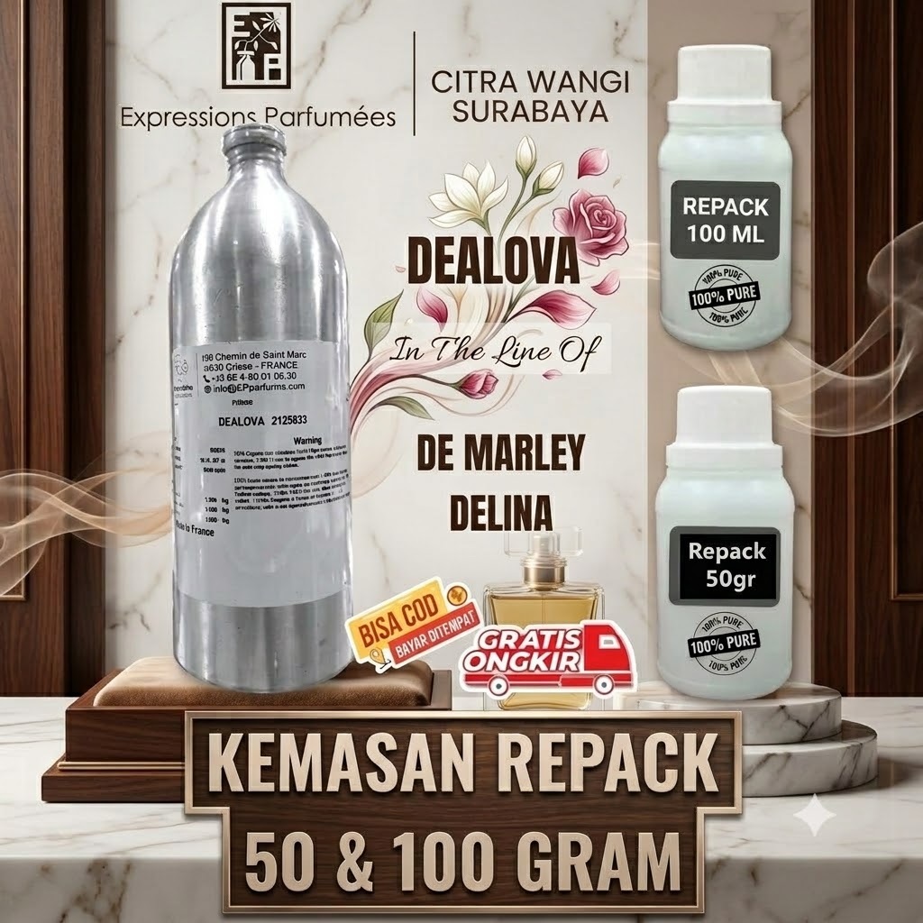(REPACK) DEALOVA - DEL1NA D3 MARL3Y BY EXPRESSION BIBIT PARFUM MURNI KEMASAN REPACK ORIGINAL PABRIK