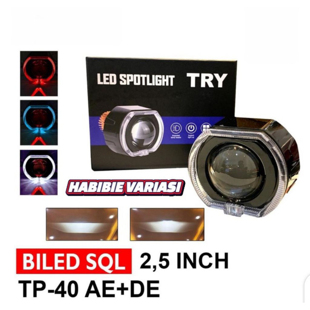 Proji Biled 2.5 Inch Motor Led Devil Eyes.Lampu Utama Biled Motor