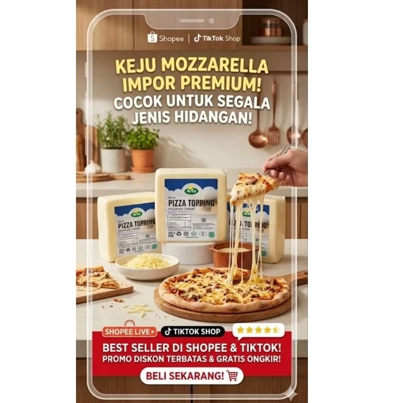 Keju Mozzarella Arla 250gr Denmark Ori Repack