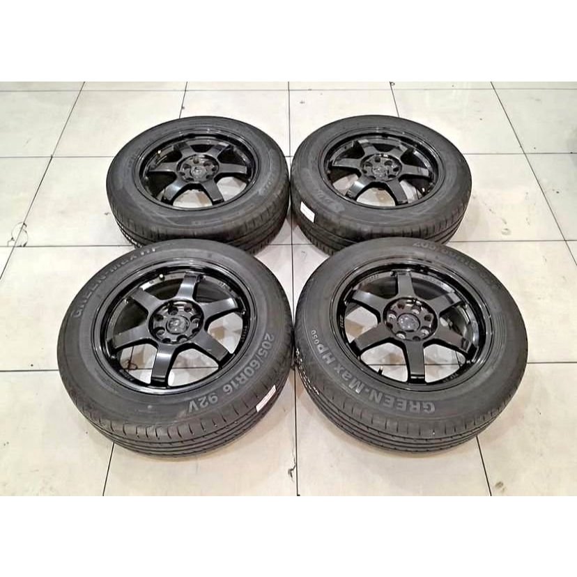 VELG MOBIL BEKAS SECOND RING 16 LUBANG 4 TE37 R16X7 8X100-114,3 BAN 205 60 R16