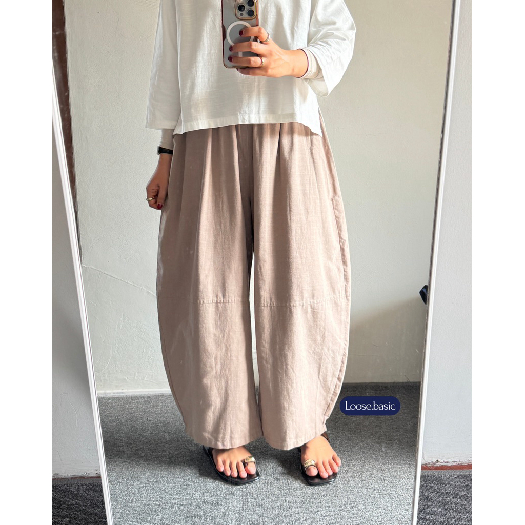 LIMITED LOOSE BASIC - LOVA BARREL LINEN PANTS CELANA BARREL LINEN WANITA BAGGY PANTS WANITA