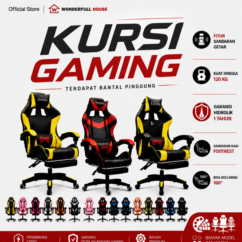 Kursi Gaming Chaho Bangku Gaming Komputer Gamers Kursi Gamers Kursi Live Kualitas Premium