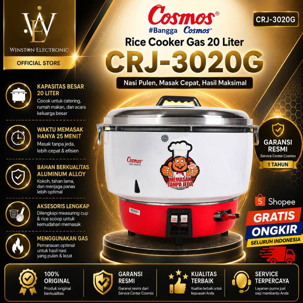 Cosmos Gas Rice Magic Com Cooker 20L CRJ-3020/CRJ3020/CRJ3020/CRJ 3020/COSMOS GAS RICECOOKER 20L ORI