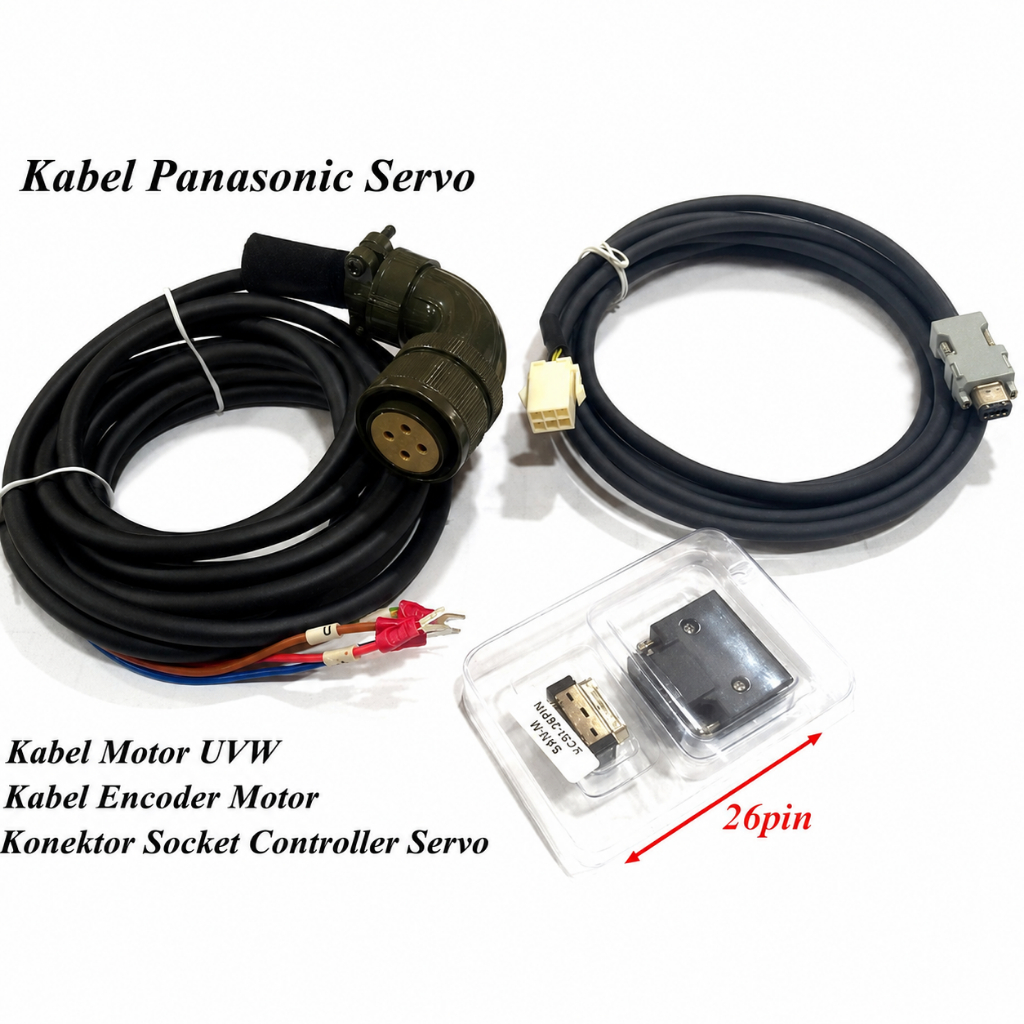 Kabel encoder panasonic UVW kabel servo A4 A5 LIQI bonus socket 26pin servo cable panasonic servo A4
