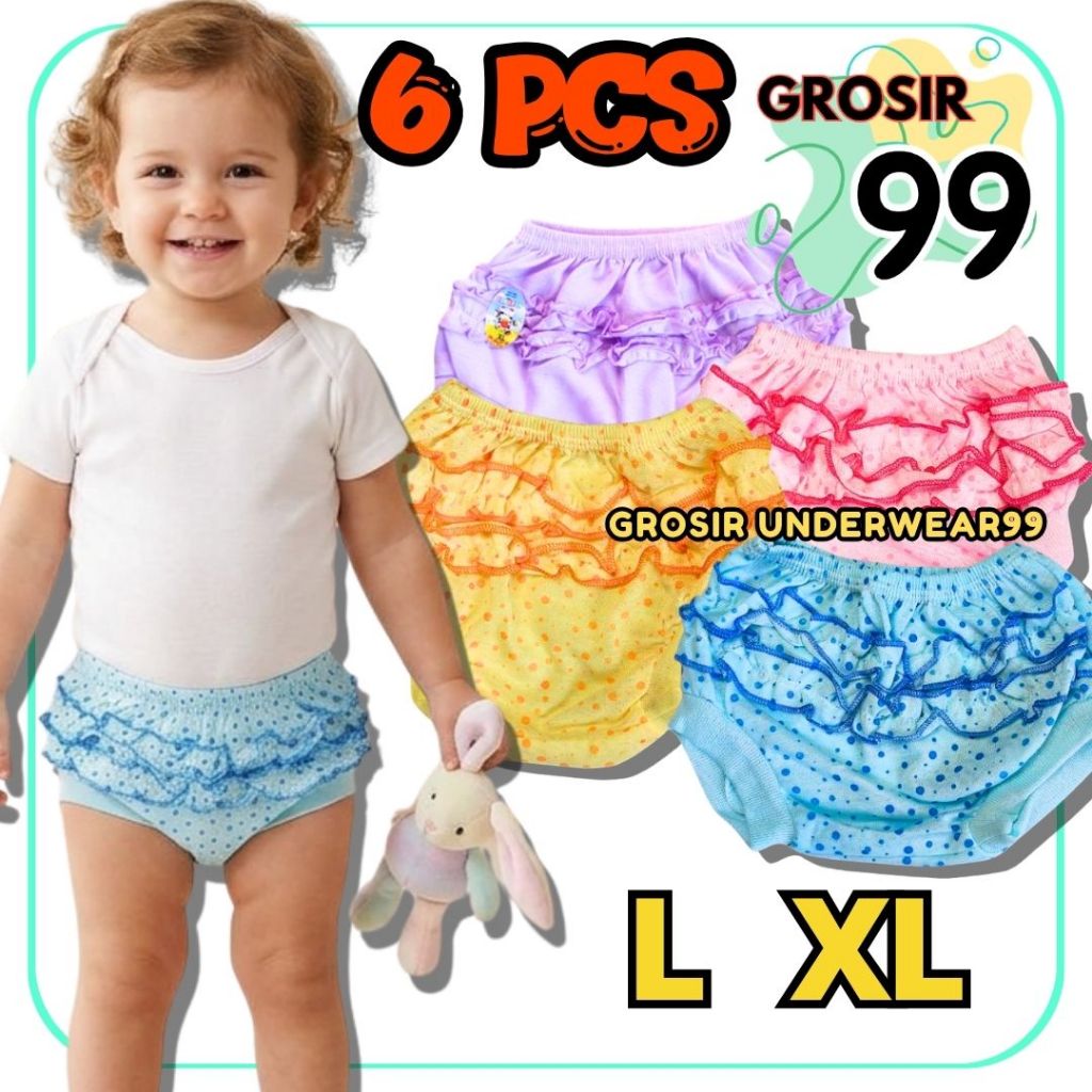 TERLARIS ISI 6 PCS Celana Pop Rempel MHL Anak Cewek / Short Pants Kids Pendek Ukuran L XL GROSIR99