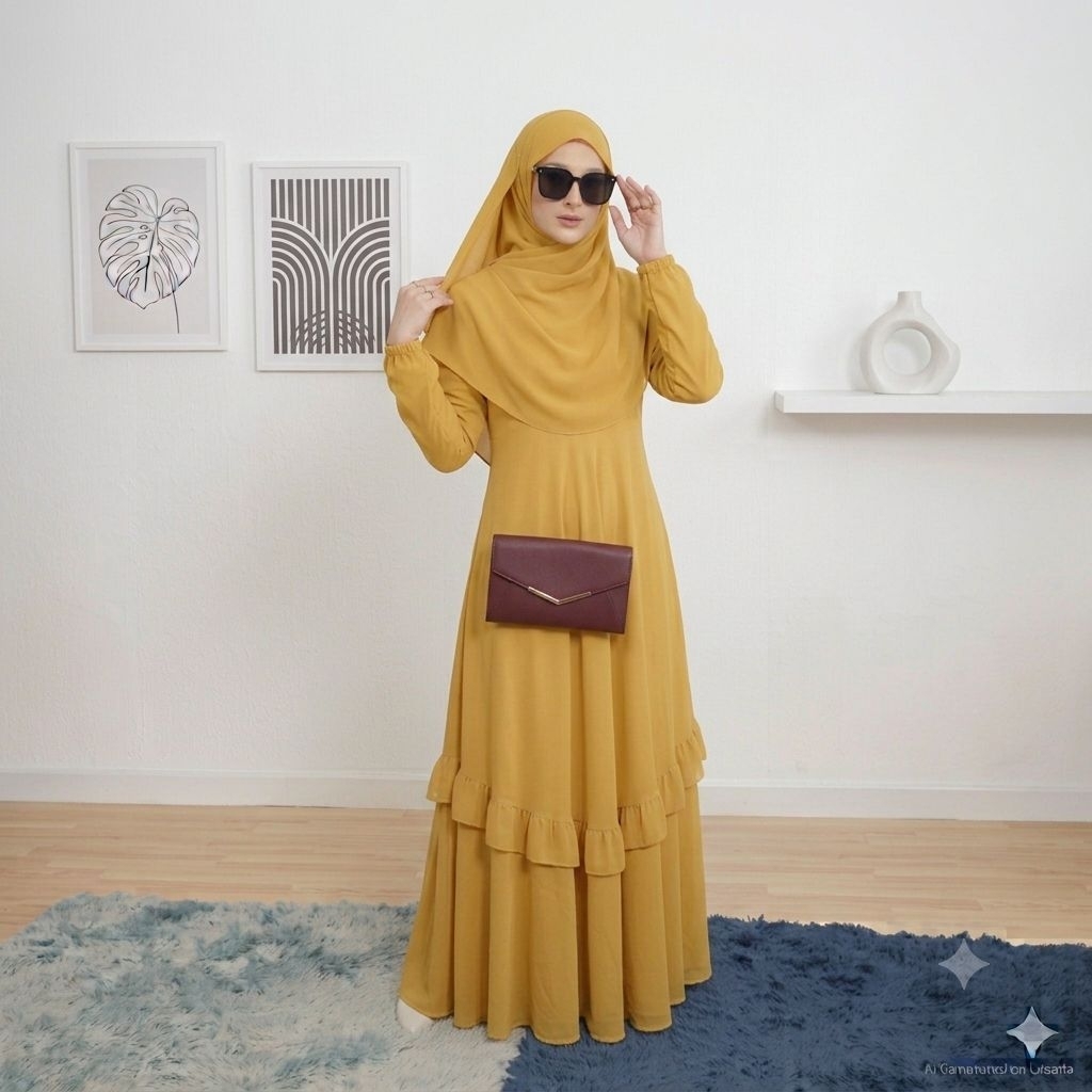 Gamis Ceruty Babydoll Malaysia Model Melayu LD 100-130 Busui Friendly Ukuran Jumbo