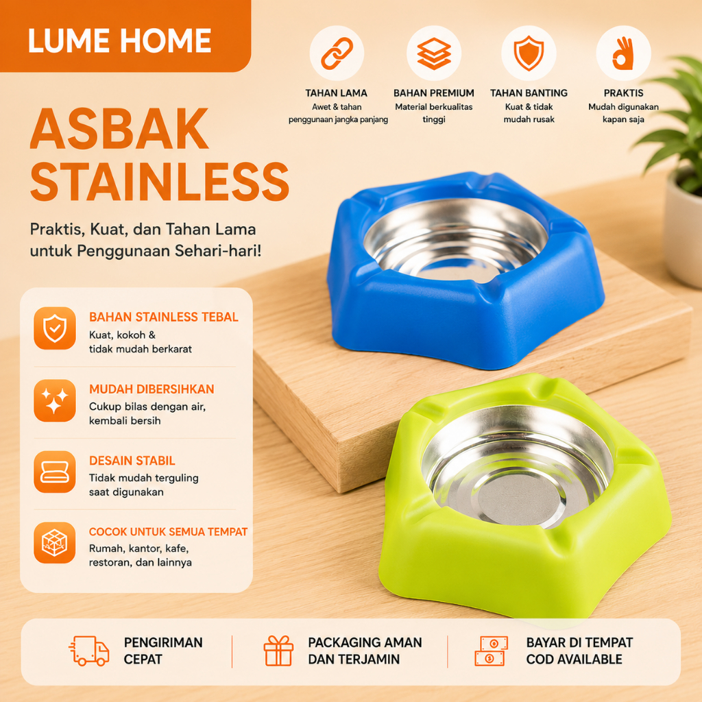 Asbak Stainless / Asbak Aesthetic / Asbak Besar Jumbo / Asbak Murah / Asbak Bintang I PB-58