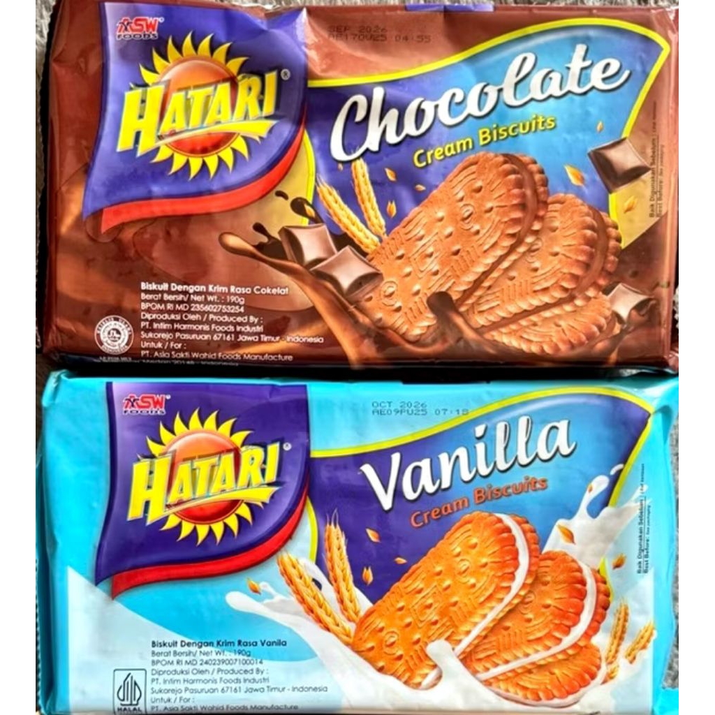 Hatari Biskuit Krim Coklat 190gr - Krim Coklat, Vanilla