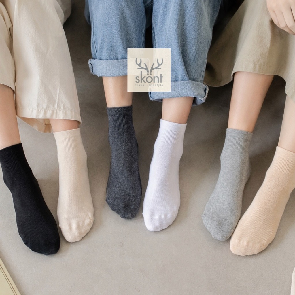 Scoop Kaos Kaki Mono Unisex Crew Socks Pastel Putih Hitam Beige Pink Turquoise Lavender Hijau Sporty
