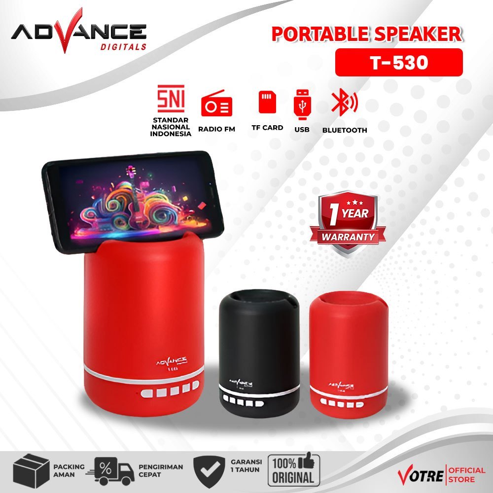 Advance T-530 Speaker Bluetooth Mini Sound Portable LED Bass Boost 10 Inch TWS RGB USB TF Card Speak