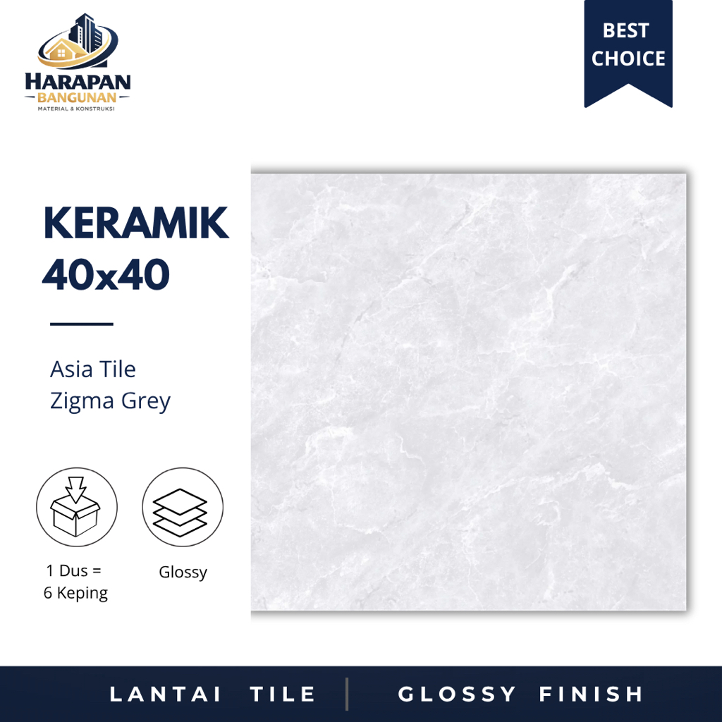 Keramik Lantai 40x40 Asia Tile Zigma Grey Keramik Glossy Abu Abu 40 x 40