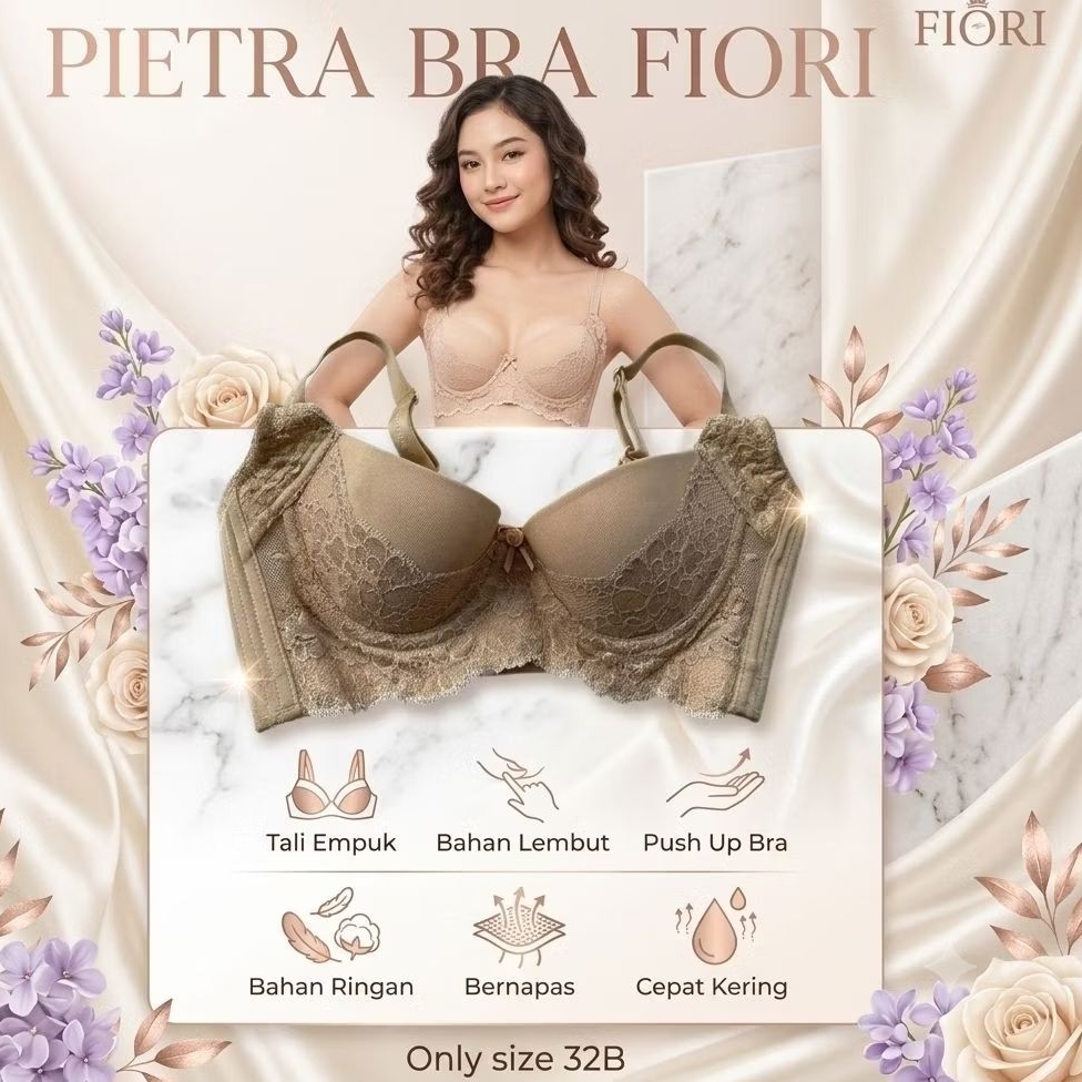 PROMO - FIORI Bra PIETRA Brown 32B | Bra Kawat Busa Push Up