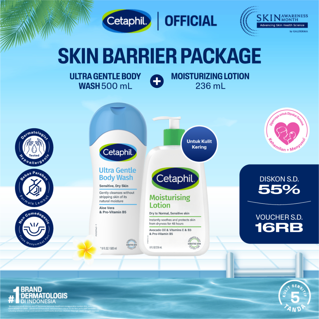 Cetaphil Ultra Gentle Body Wash 500ml + Moisturizing Lotion 236ml