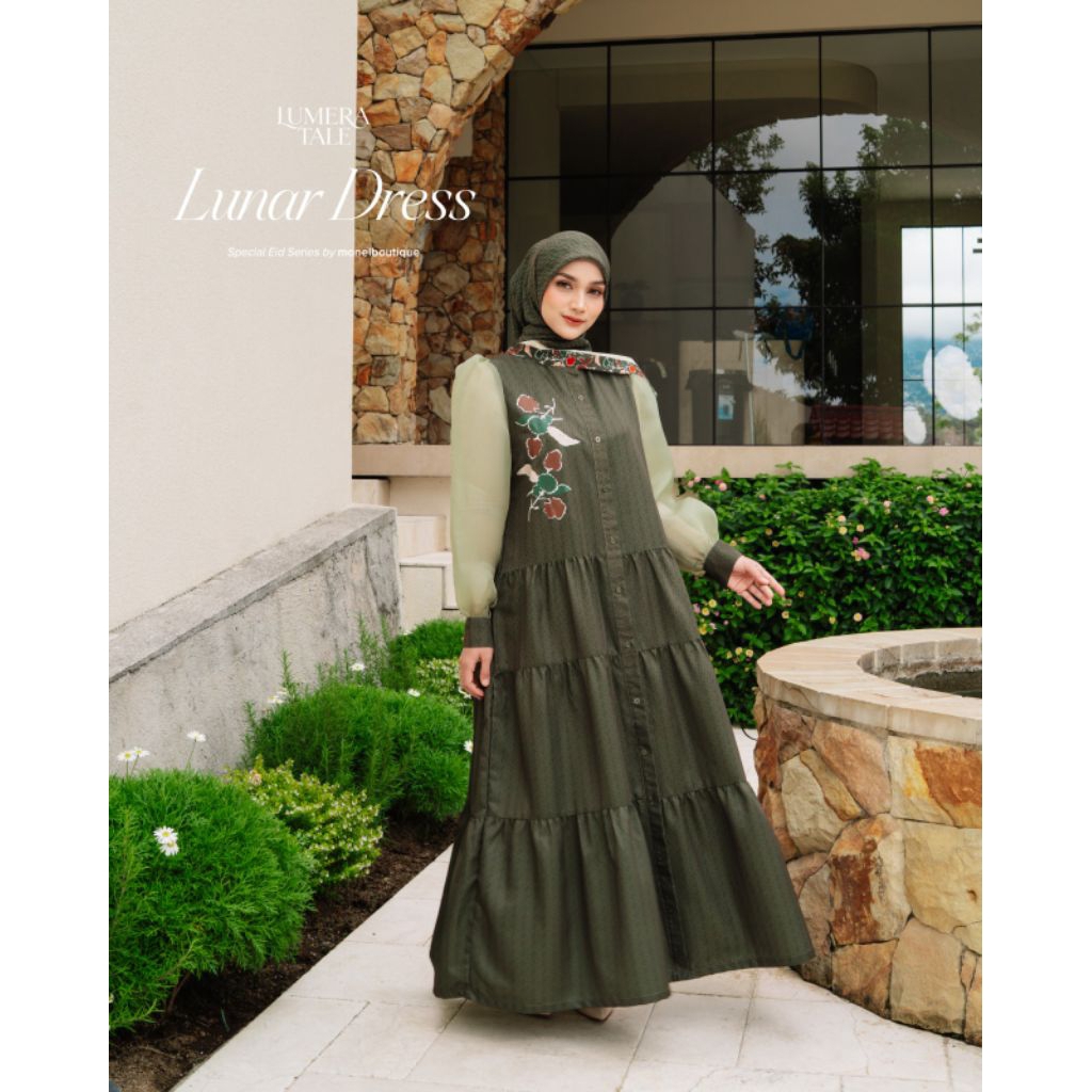 LUNAR DRESS BY MONEL/GAMIS MONEL LUNAR SERIES ORIGINAL/LONGDRESS MONEL WANITA