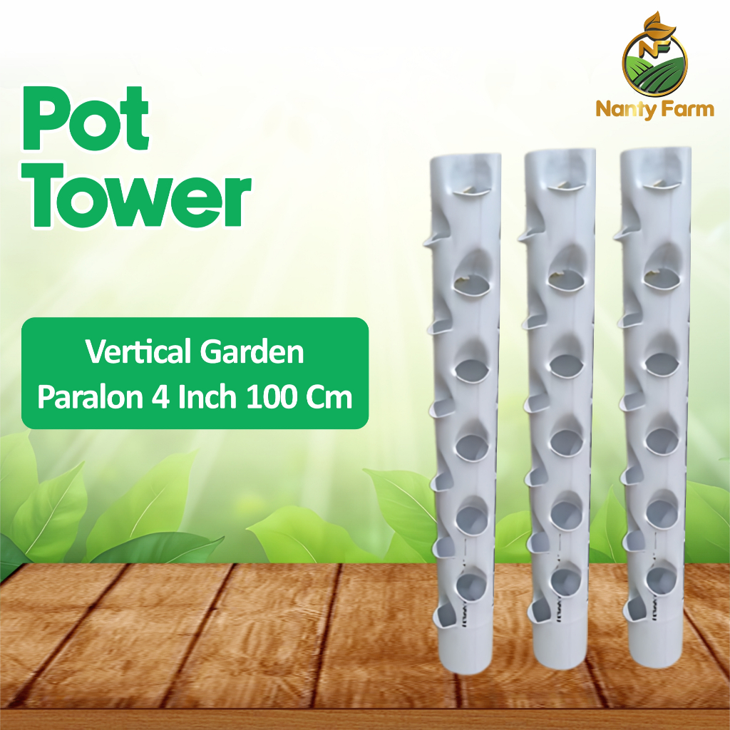Growing Tower Pot Tower Vertikultur Vertikal Garden Paralon 1 Meter 4 Inch - Vertikal Garden