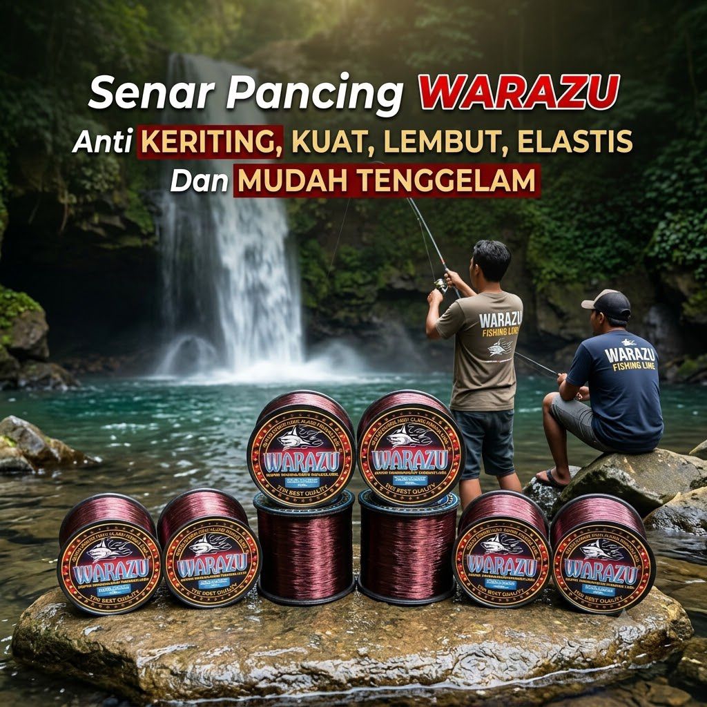 ‎Senar Pancing WARAZU Roll Besar - ANTI KERITING & MUDAH TENGGELAM‎WARAZU Fishing Line - kuat Tahan 