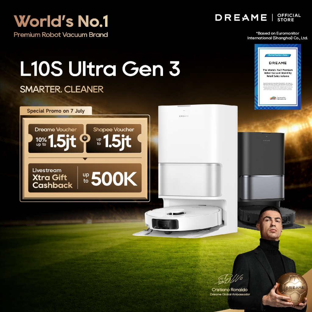[World's No.1 Premium Robot Vacuum] Dreame Robot Vacuum L10s Ultra Gen 3 | Daya Hisap Terkuat 25.000