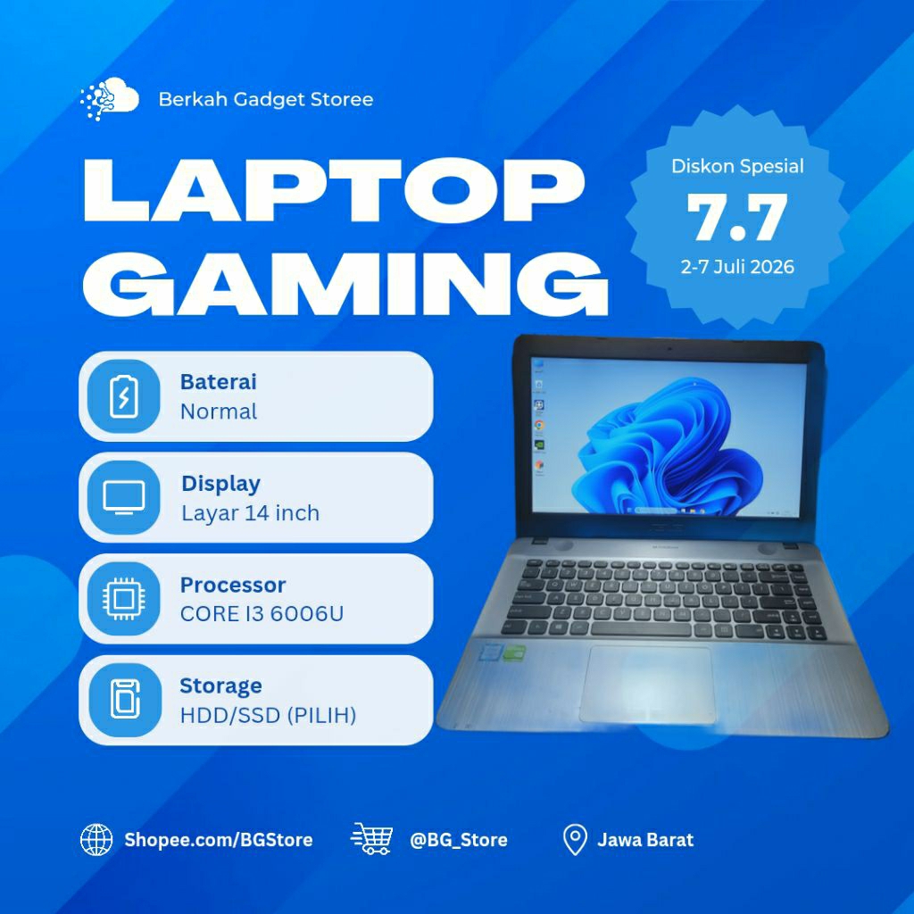 Laptop Gaming Asus X441UV core i3 6006U Dual VGA Nvidia 920MX