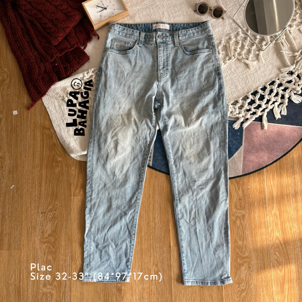 PLAC Light Blue Wash Slimfit Jeans Long Pants size fit 32-33" • 100% Original (Celana Panjang)