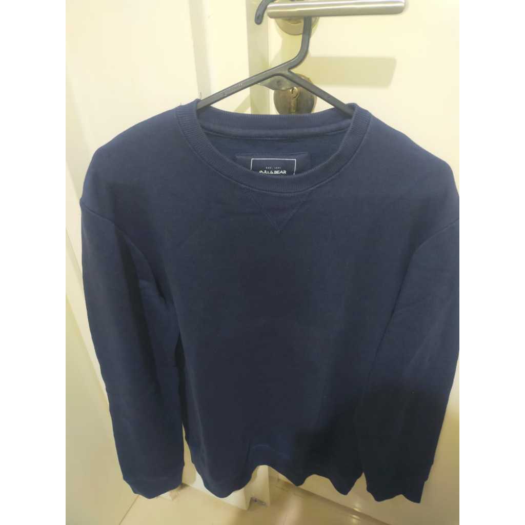 Pull & Bear Original Sweatshirt Crewneck Navy Sweater Basic Unisex Size S Preloved