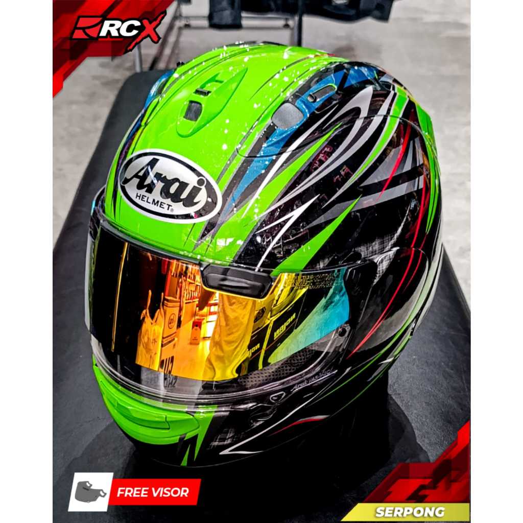 Helm Arai RX7X Radical Green Helmet 2ND Bekas Second RCX