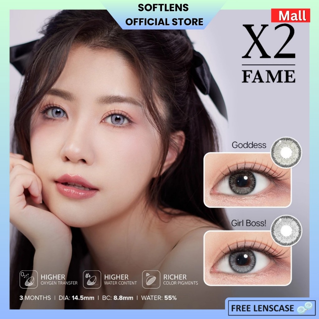 SOFTLENS X2 FAME NORMAL & MINUS (0.00 S/D -6.00) SILICONE HYDROGEL SOFLENS DIA 14.2MM WATER 55% NATU