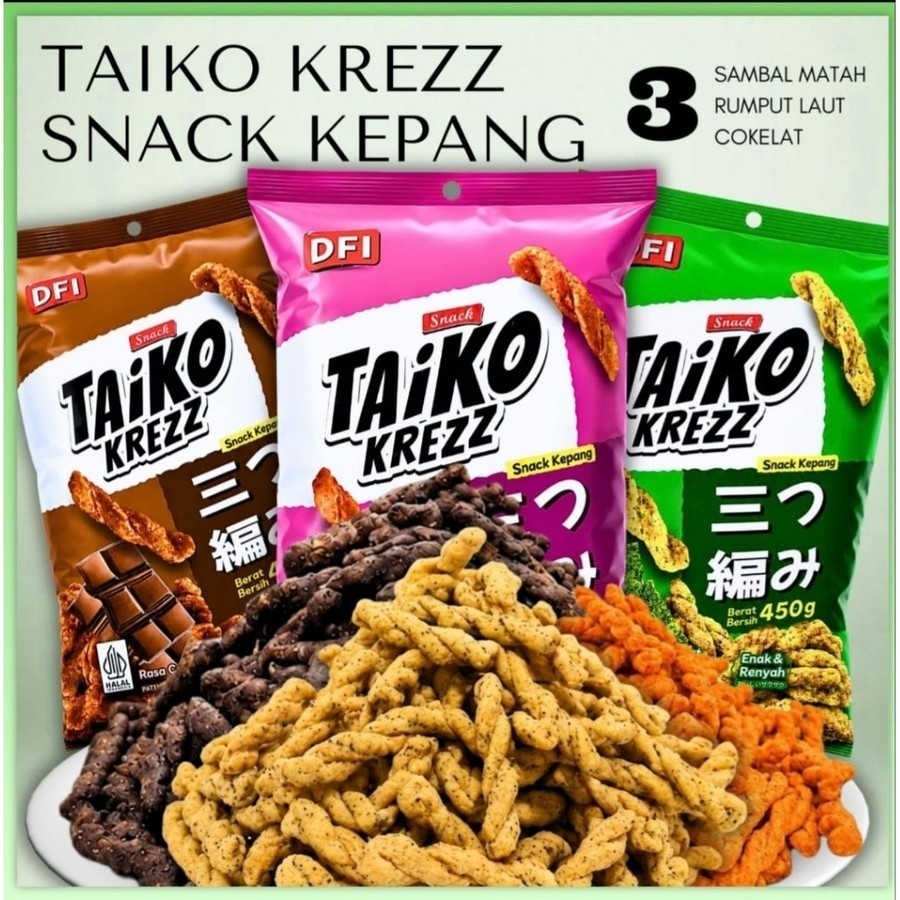 Halal Taiko Krezz Snack kepang/camilan kepang khas jepang/Cemilan anak dan dewasa
