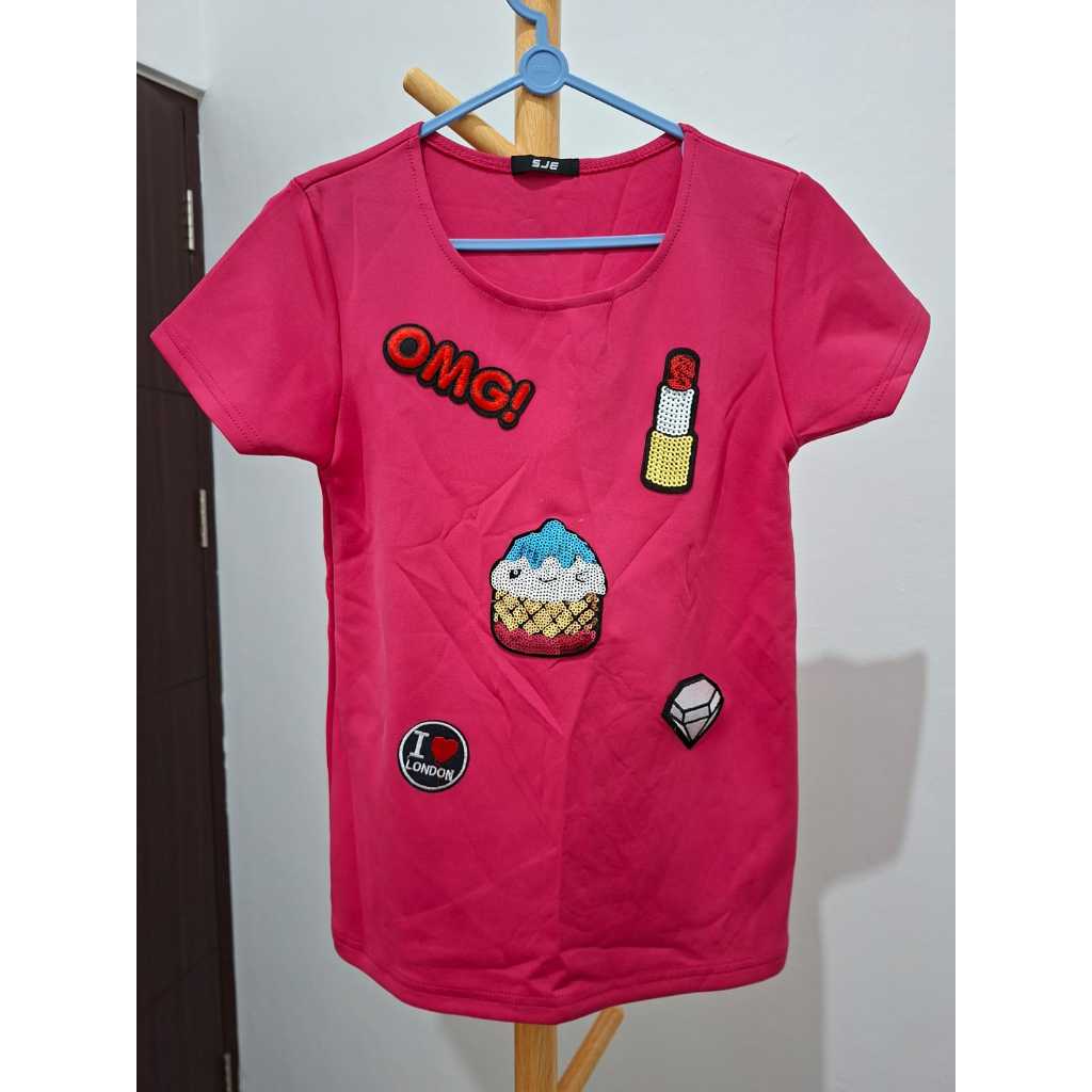 Kaos Wanita Premium Tebal  Pink Fanta