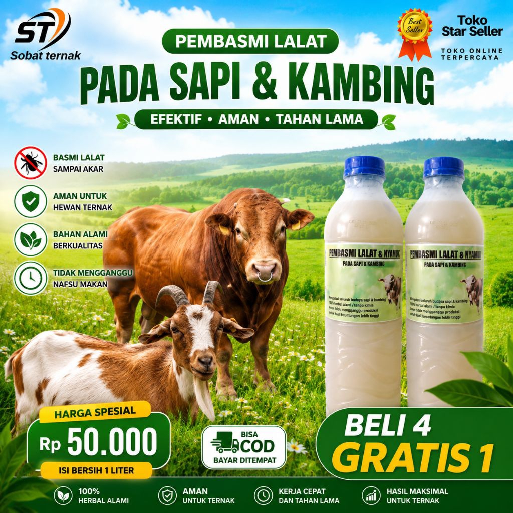 Obat Lalat Sapi & Kambing Pembasmi Lalat Pengusir Lalat Nyamuk Kutu 600 ml