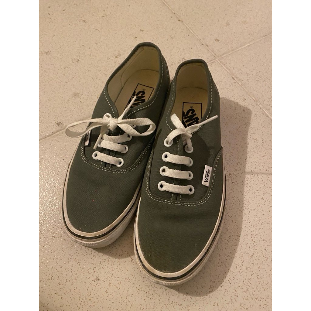 sepatu vans original wanita olive green hijau preloved