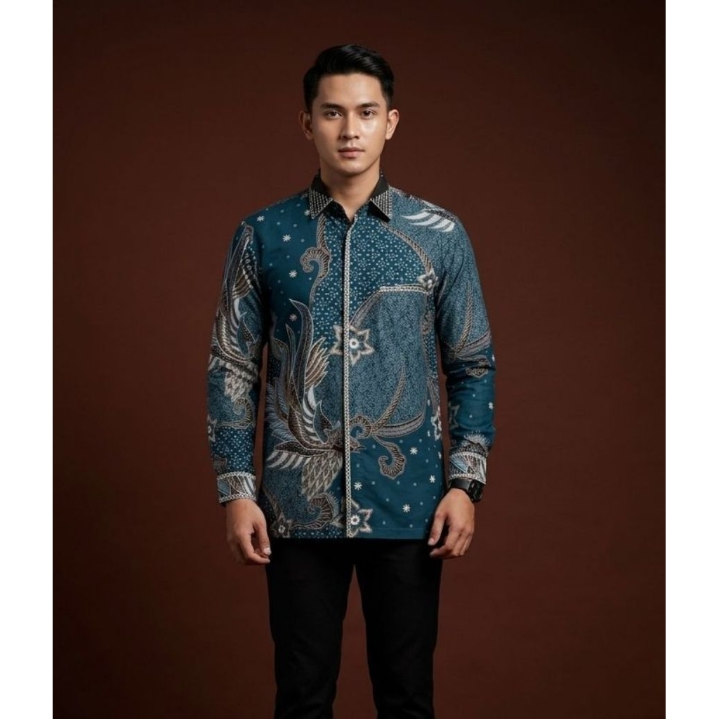 Kemeja Batik Pria Bordir Modern LUDIRA - Batik Solo Premium Smock Katun Cutting Jas Lengan Panjang B