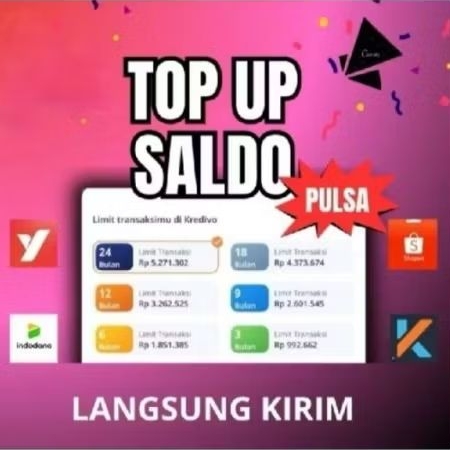 TERPERCAYA TOP SALDO UP KREDIVO SALDO/PULSA All OPERATOR XL AXIATA, INDOSAT, TELKOMSEL 500K-10JT