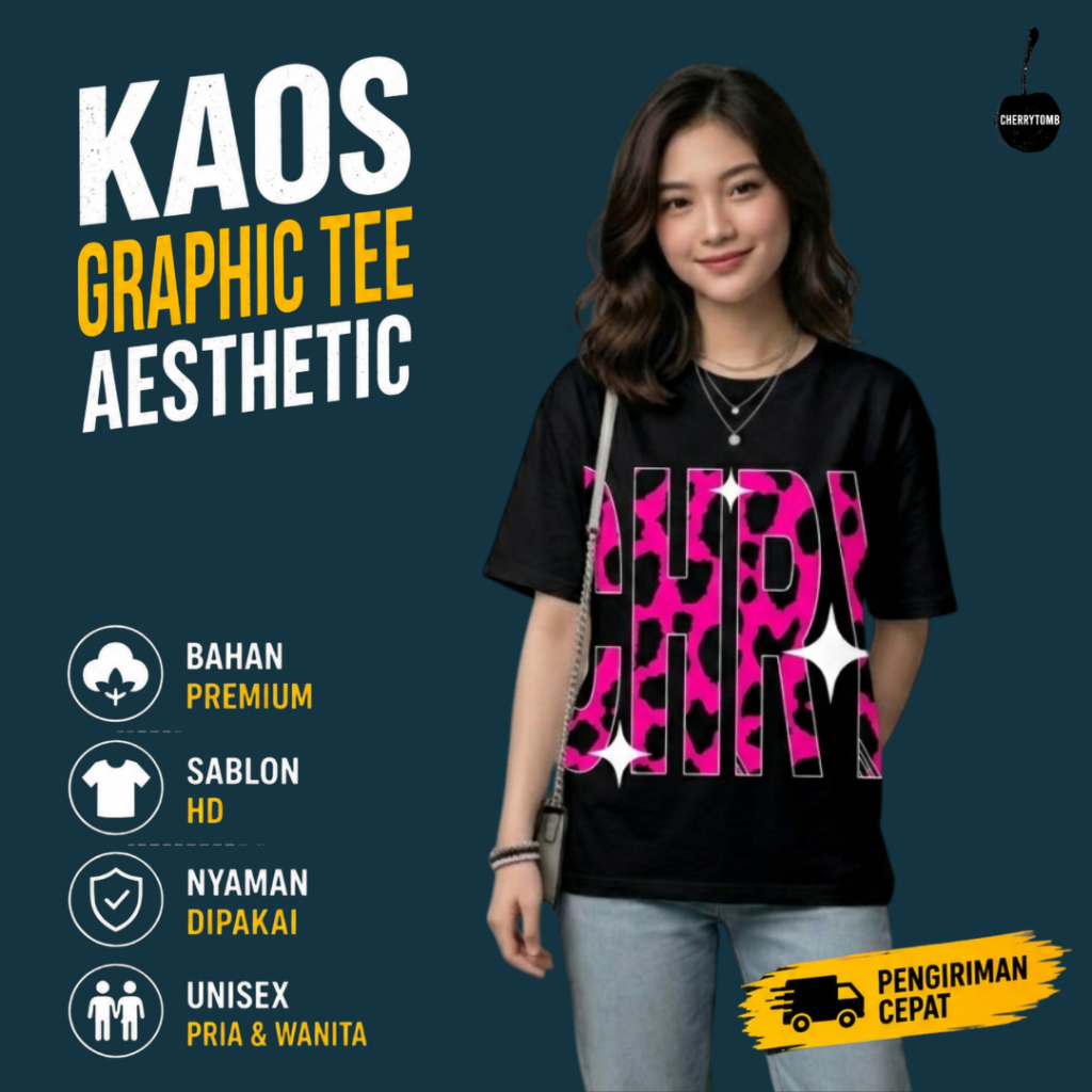 Cherythombz T-shirt Kaos Motif Leopard kaos Motif