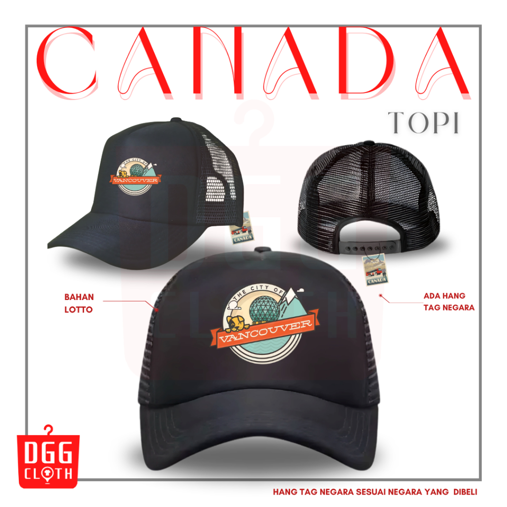 DGGCloth Topi Souvenir Negara Canada - Topi Trucker Oleh Oleh Canada
