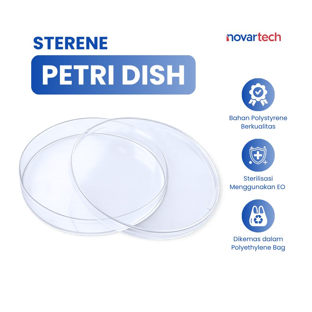 Cawan Petri Steril 90x15mm Sterene Petri Dish Plastik Laboratorium Disposable Isi 10 Pcs