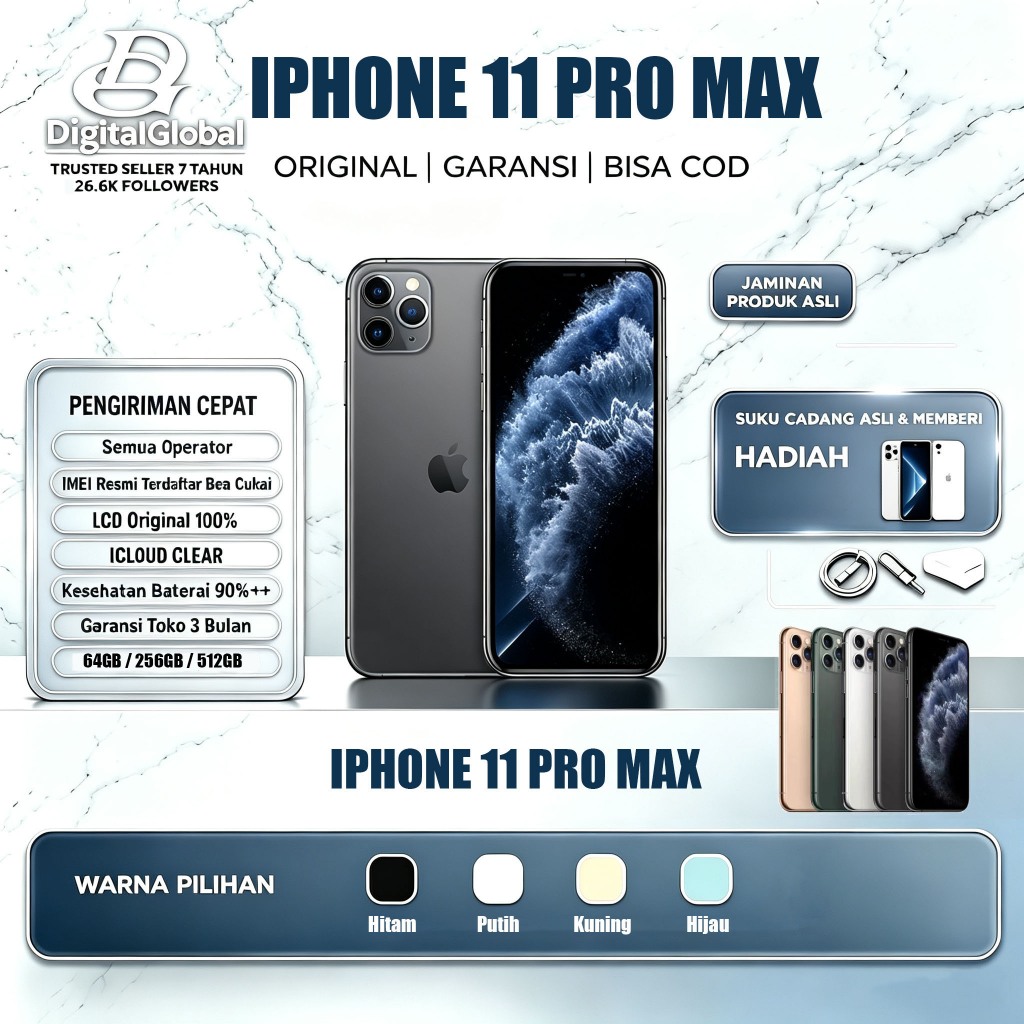 IPHONE 11 PROMAX Second inter Normal Pro Max 64GB 256GB 512GB Bekas digitalglobal