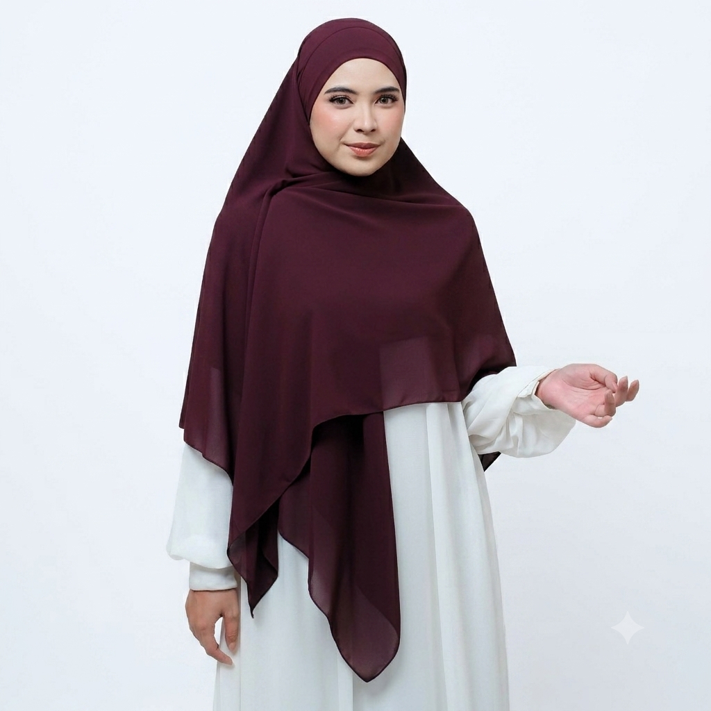 Almira Anisma Khimar Instant Bandana Tali Ceruty Babydoll Hijab Skena Syar'i Jumbo Double Layer No J