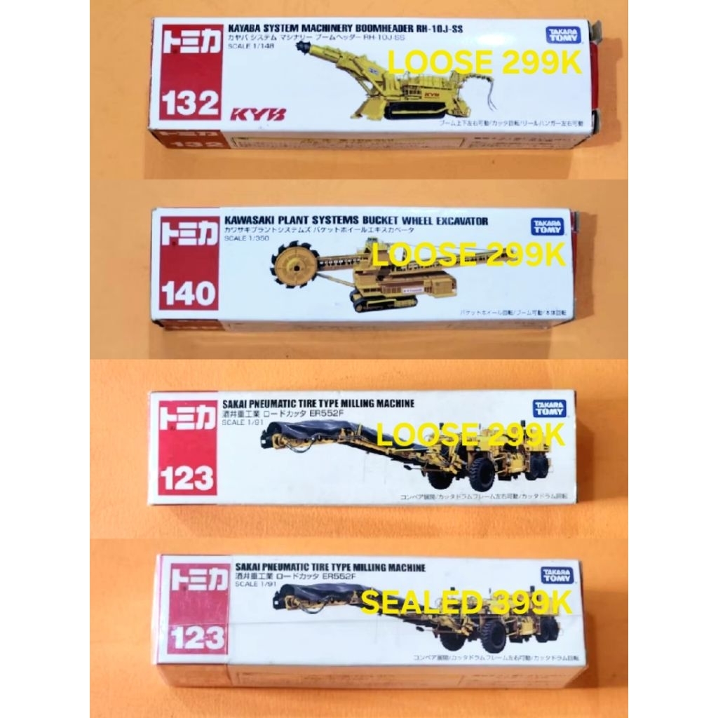 ‼️TAKE ALL‼️ TOMICA LONG CONSTRUCTION (KAYABA SYSTEM MACHINERY BOOMHEADER RH-10J-SS, KAWASAKI PLANT 