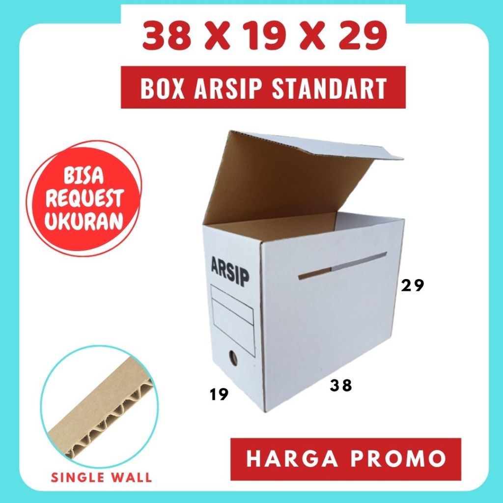 Box Arsip Print Standart 38x19x29 Putih Kardus File Arsip Packing/polos/Arsip/File/filebox/arsipbox/