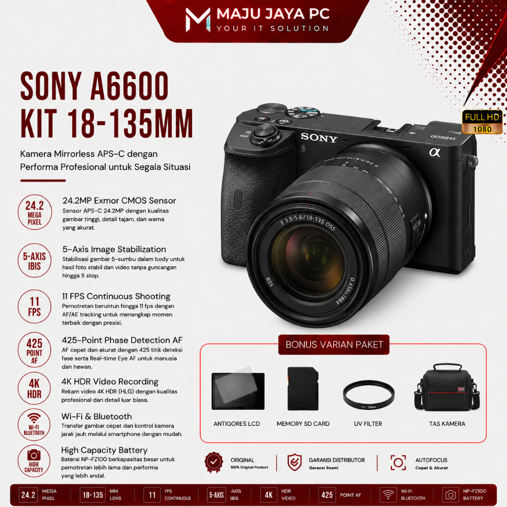 KAMERA SONY A6600 / SONY A6600 KIT 18-105MM / SONY A6600 KIT 18-135MM BARU