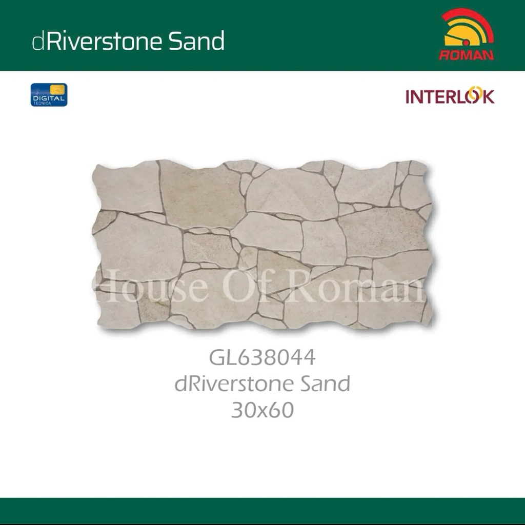 Roman Interlok dRiverstone Sand/Keramik dinding Interlok 30x60/keramik motif baru alam
